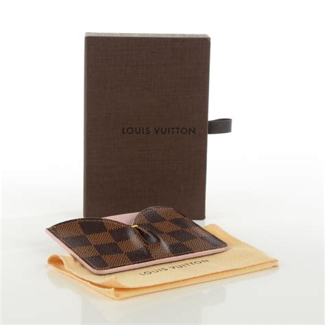 LOUIS VUITTON Damier Ebene Caissa Card Holder Rose 